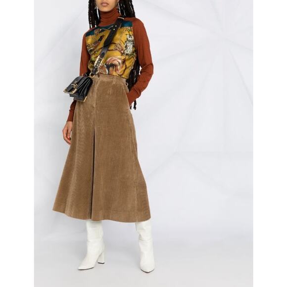 Dolce & Gabbana Corduroy Pants Culotte Trouser Wide Leg Tan Brown Women’s Size 4 - Picture 1 of 13